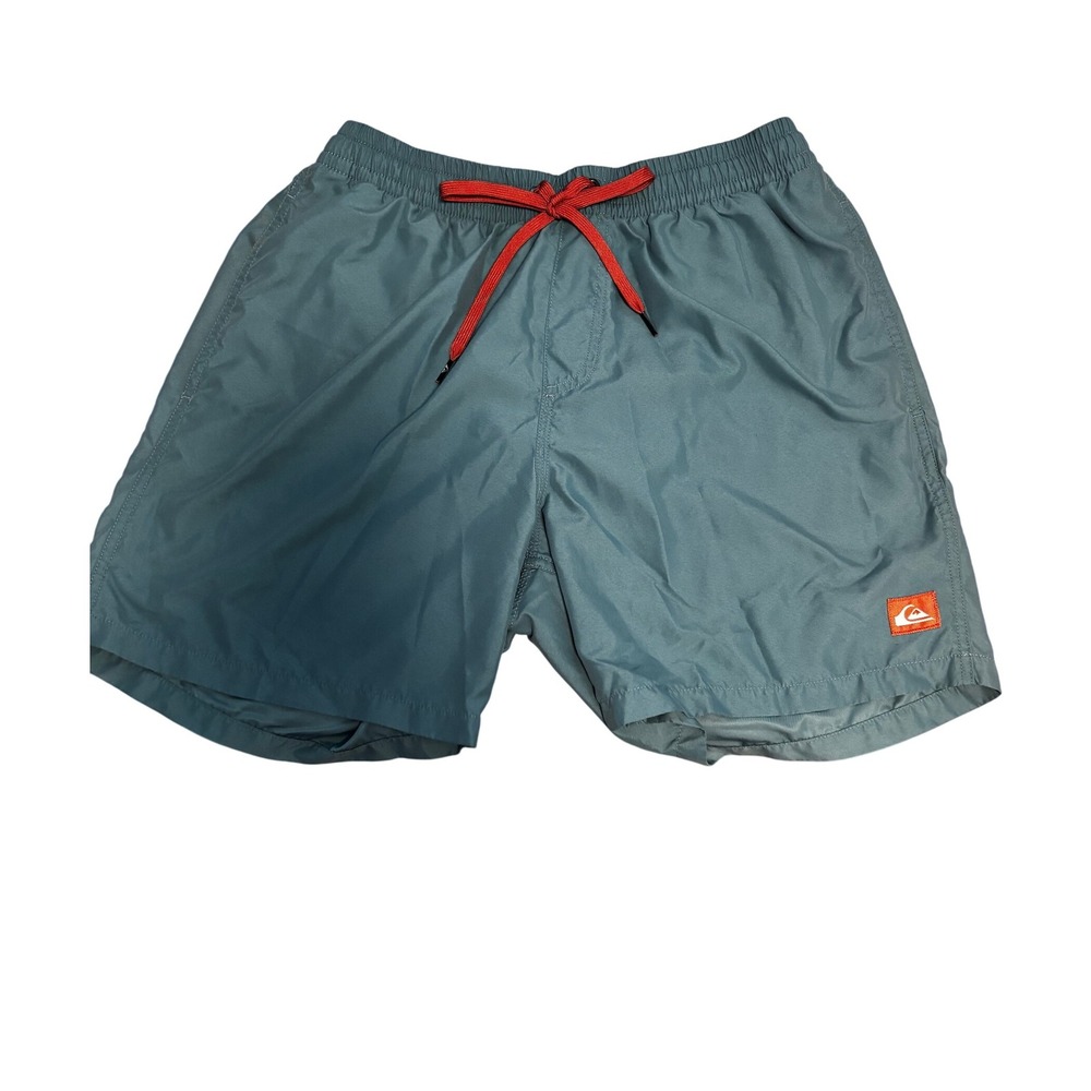 Quiksilver Men's Blue Swim Trunks Board Shorts Size L Elastic Waist Drawstring